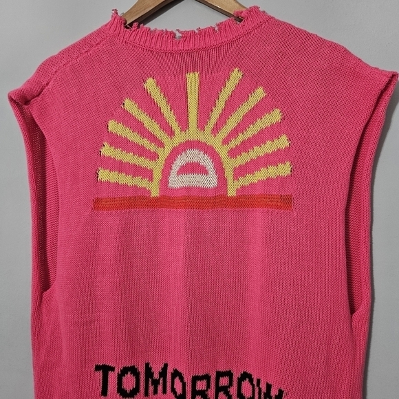 NUDE Hot Pink Tomorrow Is A New Day Cotton Waistcoat - Picture 9 of 11